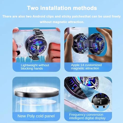 Image of Sounce Phone Cooler Gaming Fan, Led Gaming Mobile Cooler With Digital Display & RGB Lights, Magnectic Phone Radiator for iPhone, Smartphones from 4.5-7 in, Cooling for Live Streaming