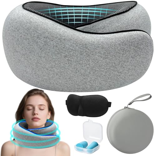 TZEKING Almohada de Viaje,Almohada de Avión,Soporte para El Cuello en Viajes,Almohada de Avión para Vuelos Largos,Cojin de Viaje Cuello,Descanso para El Cuello para Oficina Avión Tren Coche Viajando