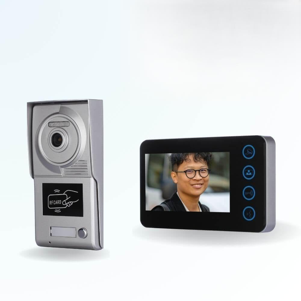 Portier interphone vidéo Neo 2 Fils - 1 Appartement - 1 écran Noir - avec Lecteur de Badge