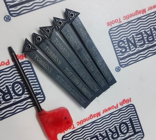 5pcs Indexable Carbide Lathe Turning Tool Holder Metal Lathe Tools Inserts Bits with TCMT110204 Carbide Inserts (6 X 6 X 65MM)