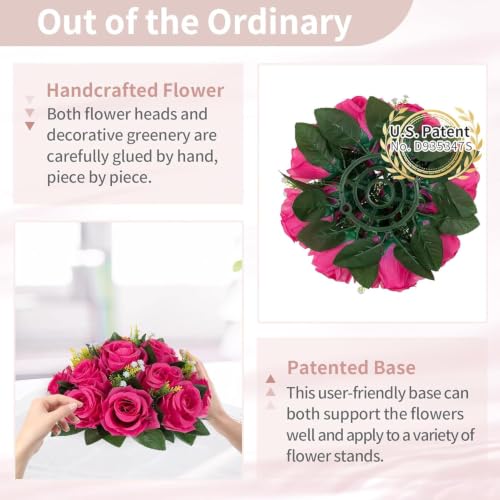 Image of NUPTIO Flower Ball for Table Centerpieces: Hot Pink Artificial Rose