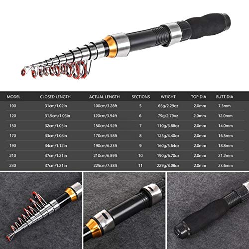 JINGYAN Wędki Spinning Ultralight Wędkarski Ręk Teleskopowy Przody Wędkarskie Narzędzie Włókno węglowe Włókna Węgla Władza Wędka Przynęta Przenośne Sea