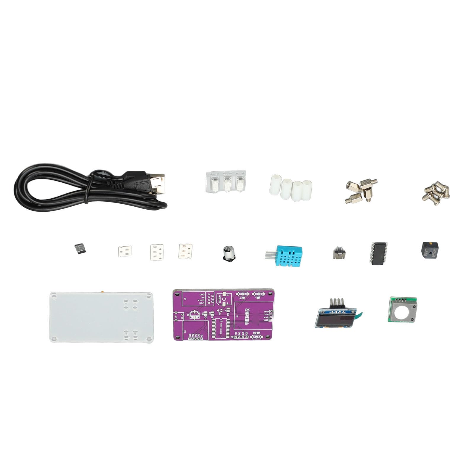 HCHO Detector de Temperatura y Humedad Kit de Componentes electrónicos con Pantalla de diodo emisor de luz orgánico