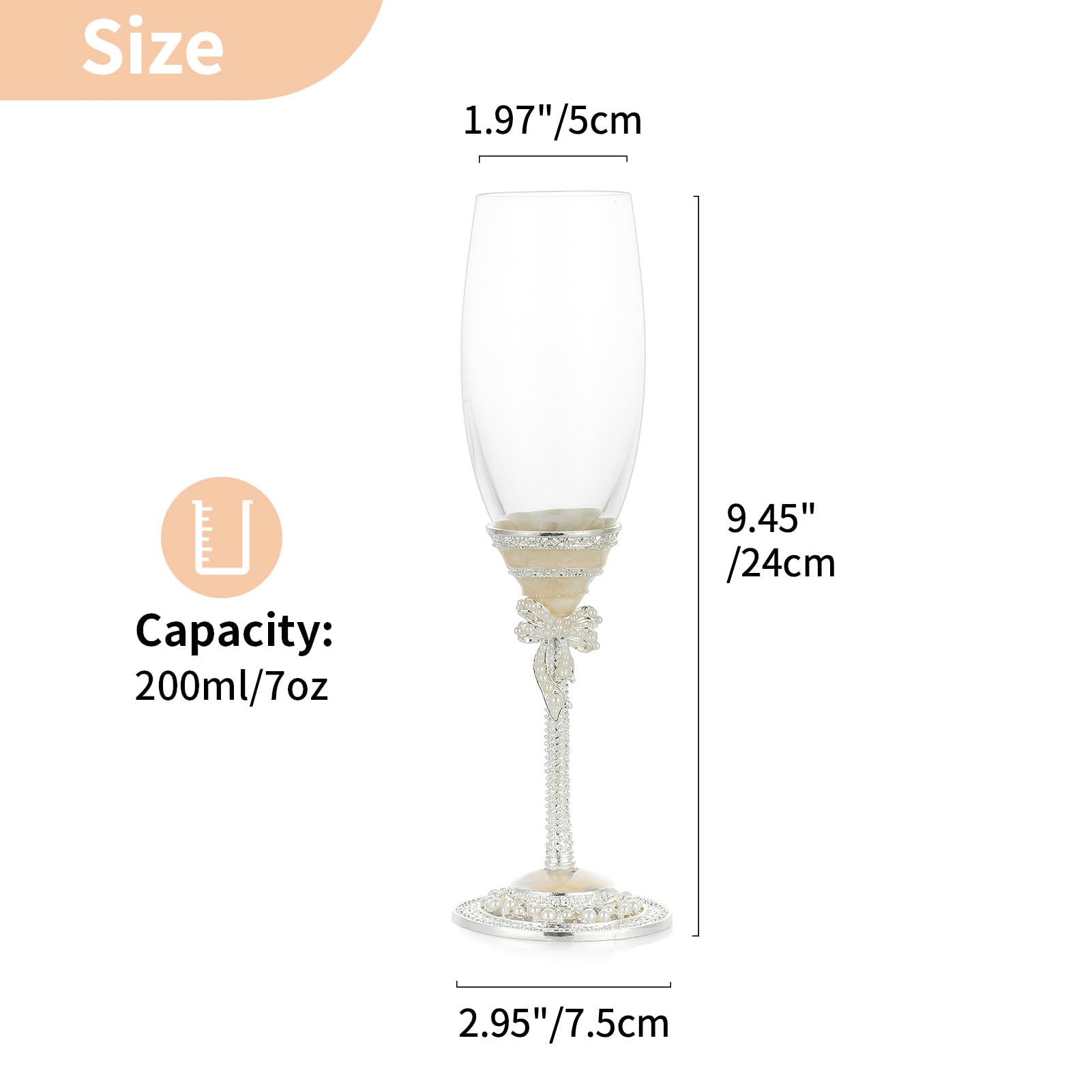 Nuptio Bicchieri per Flute Champagne Regalo: 2 Pezzi Calici Champagne Smalto Matrimonio Brindisi Vetro Cristallo per Sposa e Sposo Anniversario Fidanzamento Matrimoni Coppia Compleanno Regali Partito
