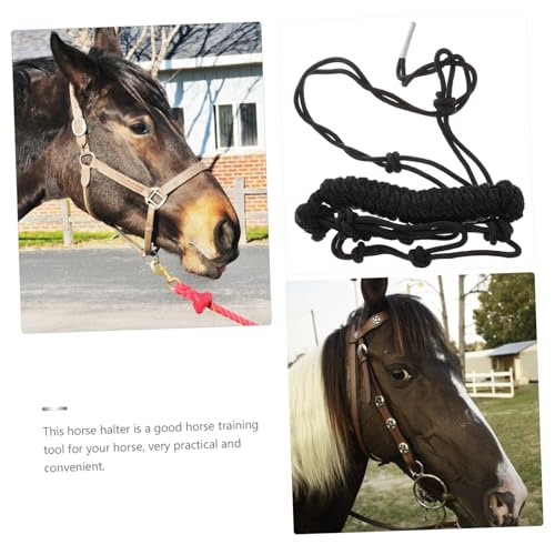 Cabestro para caballos de cuerda Mikikit negro halter resistente diario 4