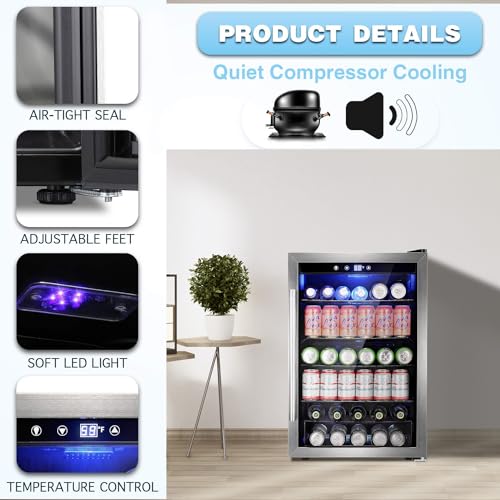 Antarctic Star W58128SSH Beverage 4.4Cu.Ft Refrigerator Cooler -145 Can Mini Fridge Glass Door thumb #3