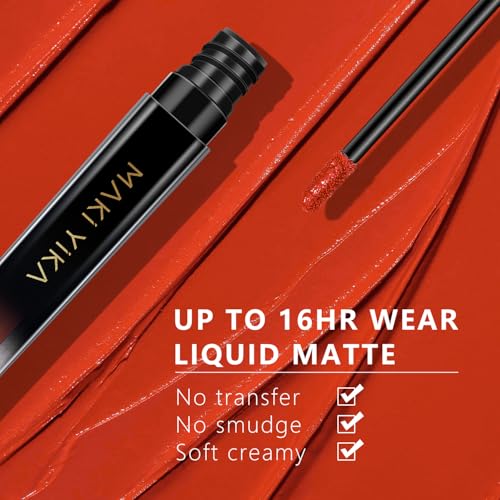 Image of MAKI YIKA 2Pc Matte Liquid Lipstick Set MVPRed Orange Lipstick Long Lasting