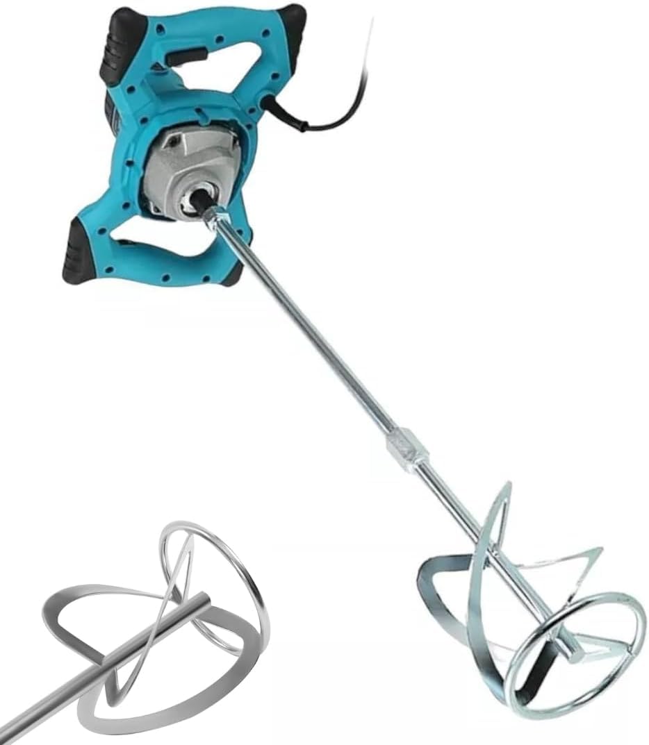 VAZY 24 Miscelatore Elettrico Professionale 1890W 220V – 6 Velocità – Mixer Cemento, Malta, Intonaco e Pittura – Asta Rinforzata Filettata a 2 Stadi con Frusta Tipo S – Anti Vibrazioni