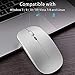 Q5 Slim Rechargeable Wireless Mouse, 2.4G Portable Optical Silent Ultra Thin Wireless Computer Mouse with USB Receiver and Type C Adapter, Compatible with PC, Laptop, Notebook, Desktop (Silver)