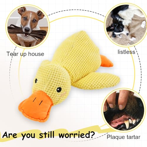 Image of Koujut 2025 Upgraded Dog Toys for Aggressive Chewers, New Duck Dog Toys for Large Dogs, Puppy Toys Indestructible for Large Medium Small Dogs (Yellow, XL-14.9 * 17.7in)