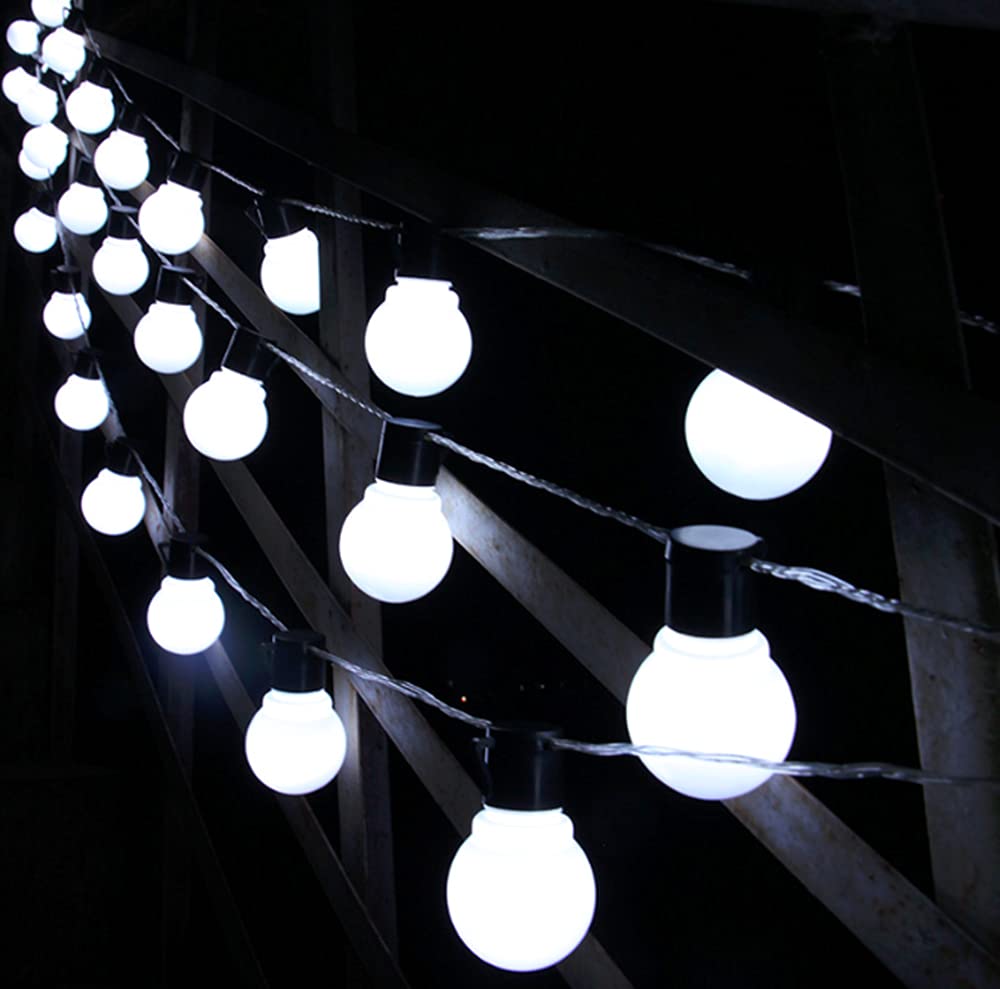 HULX Solar Outdoor Bulb String Lights, 3.5m 10LED Festoon Bulb String Light Globe Light Bulb Fairy Lights Waterproof for Garden Indoor (White)