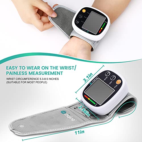 Ziqing Blood Pressure Machine Wrist Blood Pressure Monitor, Usb Rechargeable Lcd Pulse Rate Monitor For Home Use With 2X99 Sets Memory Irregular Heartbeat Monitors, Adjustable Wrist Cuff 5.3-7.68 Inch #TOP2