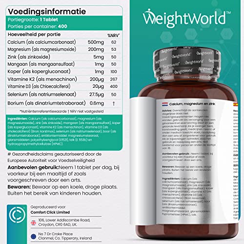Magnesium, Calcium, Zink en Vitamine D3-400 vegan tabletten voor meer dan 1 jaar voorraad - Glutenvrij, niet-GMO… - Image 7