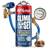 ClimaSet R134a kältemittel Ersatzgas - Kühlmittel Klima Auto - Gasflasche 1x235 g Auto Klimaanlage Nachfüllset - Wohnmobil - Klimaanlage schlauch - Manometer Klimaanlage - ECO
