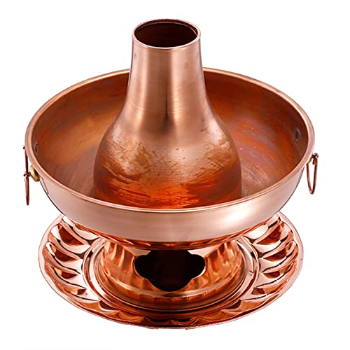 INUUXLG Beijing Copper Hot Pot,Chinese Style Hot Pot,Pure Copper Hot Pot,Chinese Tranditional Hotpot,Vintage Shabu Hot Pot Shabu Pot Copper Hotpot(26cm) (One Color 22cm