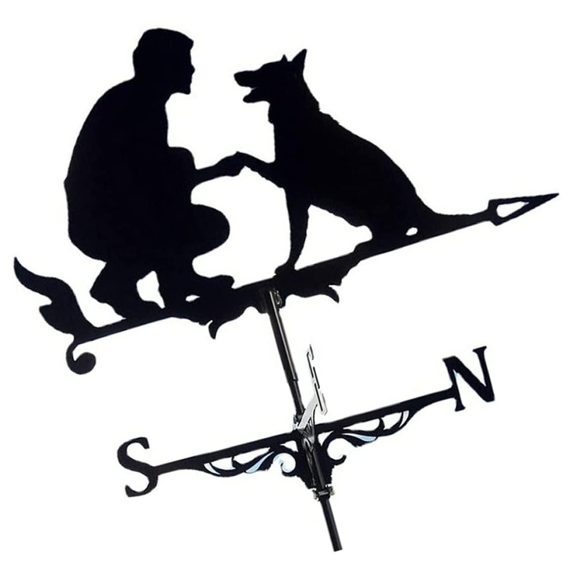 Weathervane Man Dog Weather Vane Decorative Garden Yard Wind Direction Indicator farmhouse weather vane