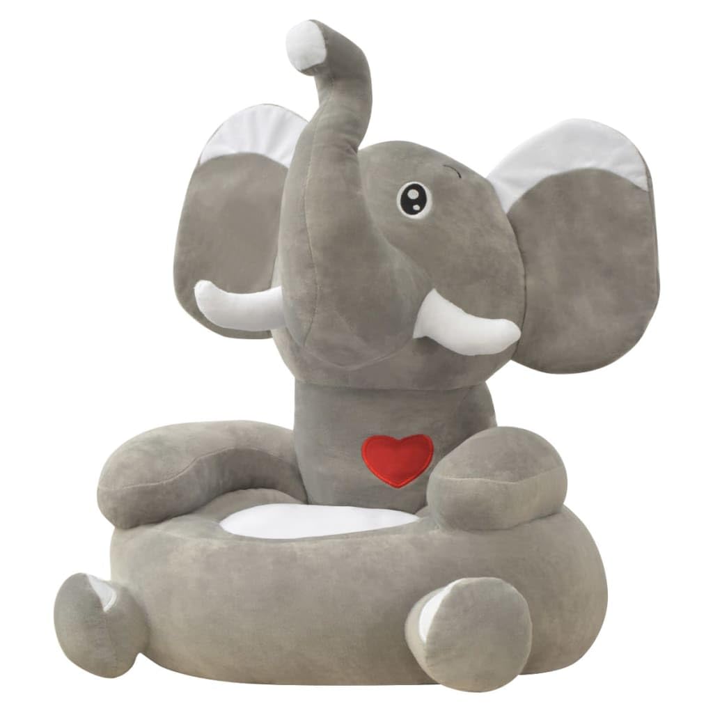 Plüsch-Kindersessel Elefant Grau aus Polyester 50x47x55 cm mit Anti-Rutsch-Füßen, bequemer Kindersitz für Spielen, Lesen, Entspannen im Kinderzimmer und Spielbereich