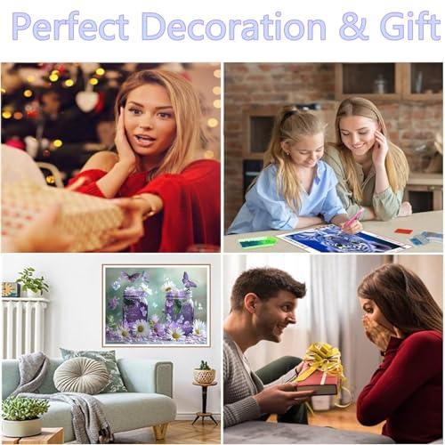 Peinture Diamant 5D Violet Premium | Broderie Papillon d'Artisanat 80x120cm