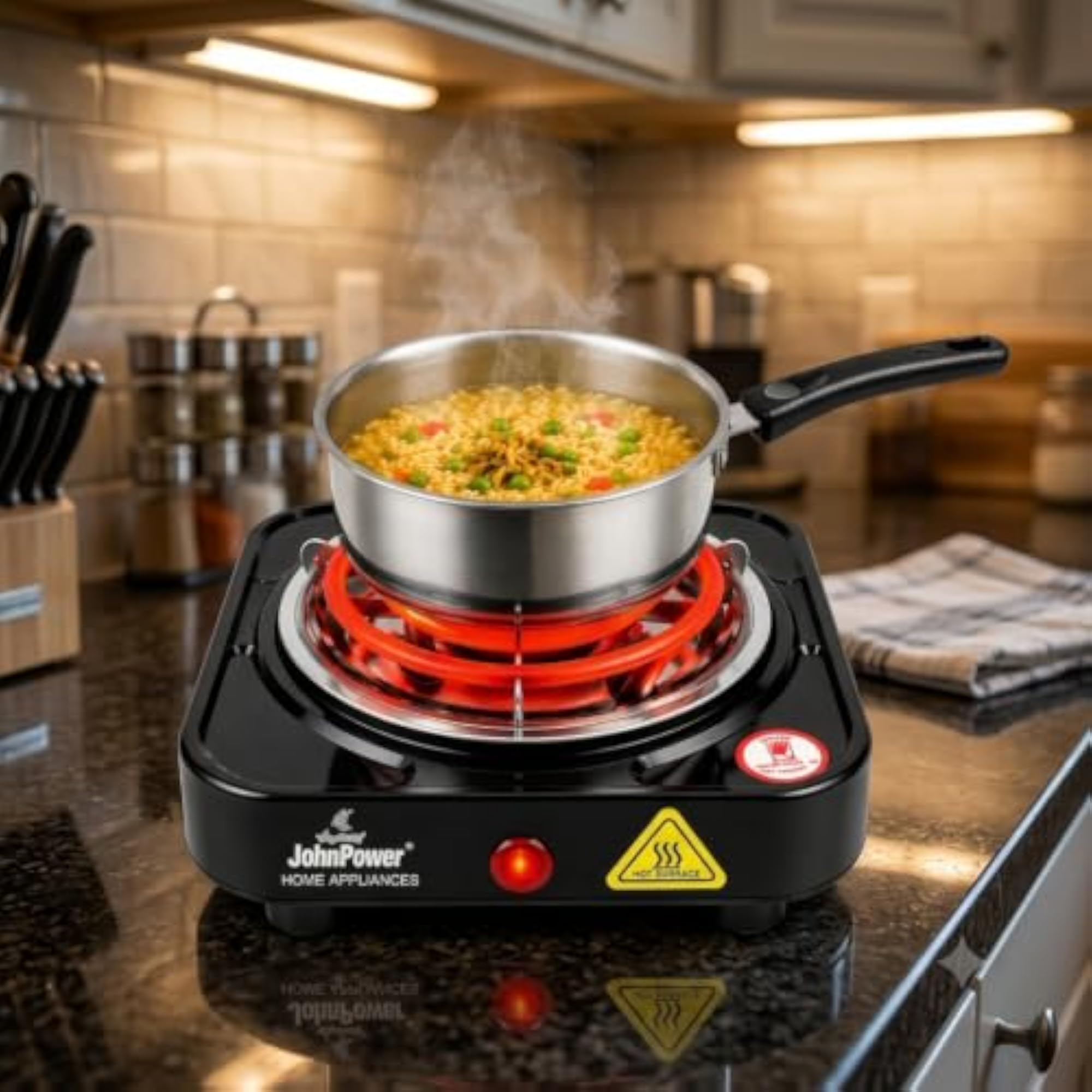 JOHN POWER 500W Mini Electric Hot Plate, Black