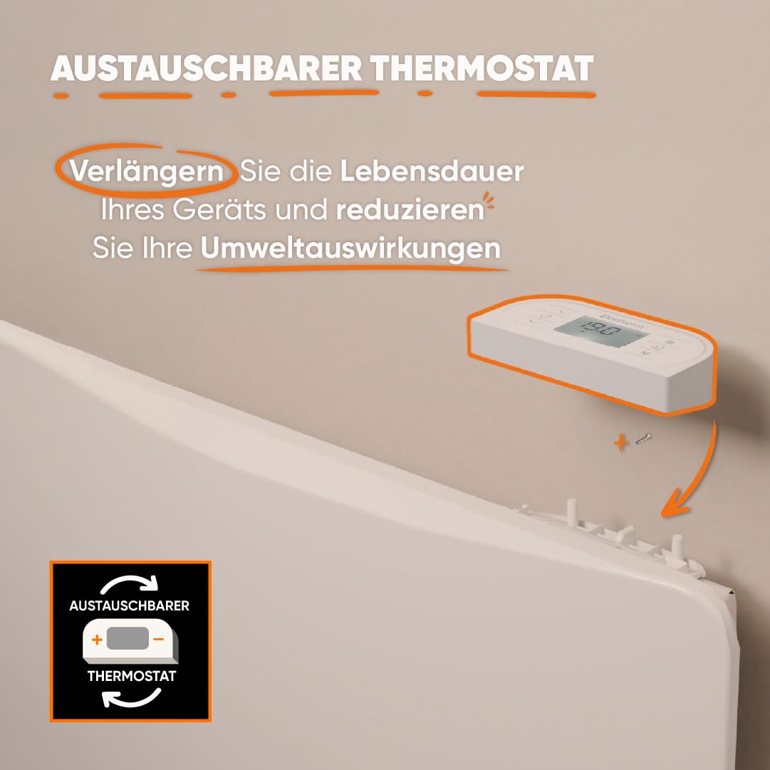 BESTHERM Bestherm Almea elektrischer Heizkörper, fester Wärmeträger, Gusseisen + Folie + Plug & Play, 2000 W, horizontal, weiß