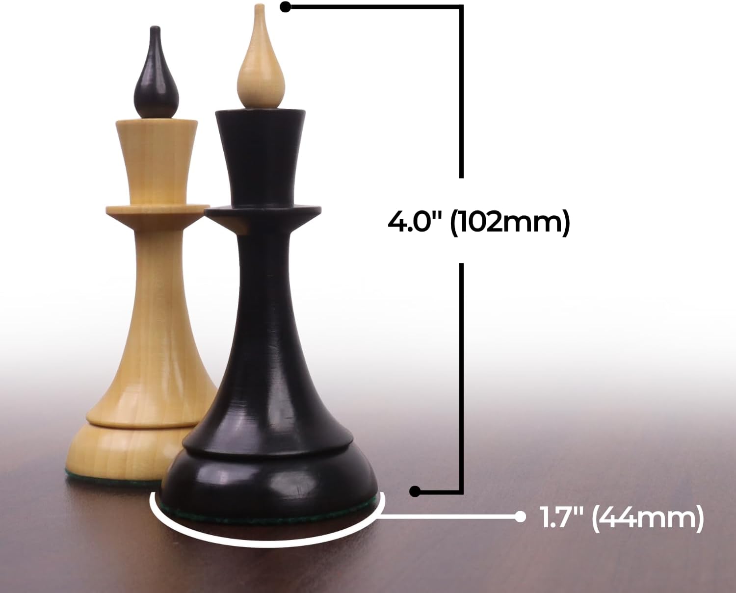 Royal Chess Mall 1950s Soviet Latvian Reproduced Chess Pieces Only Chess Set, Ebonized Boxwood Wooden Chess Set, 4-in King, Double Weighted Chess Pieces (2.5 lbs)