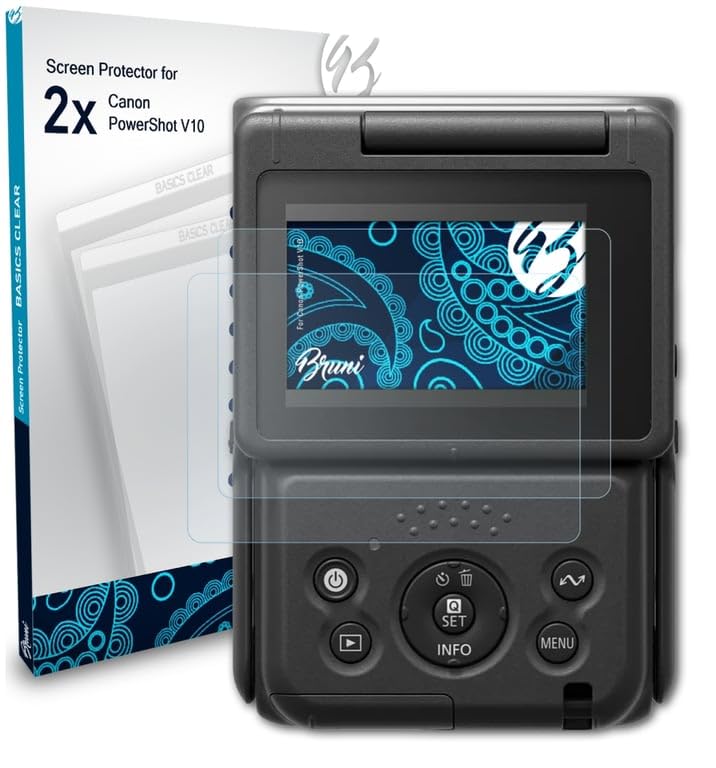 Bruni Screen Protector compatible with Canon PowerShot V10 Protector Film, crystal clear Protective Film (2X)