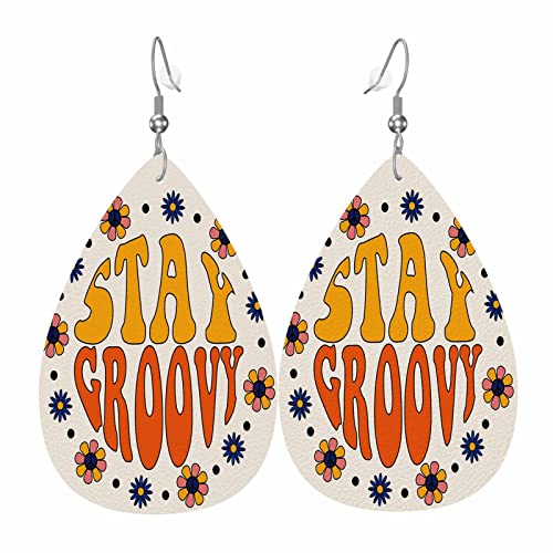 Leather Earrings for Women Teardrop Double-Sided Dangle Lightweight Leaf Earrings