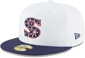 New Era MLB 59FIFTY Chicago White Sox Team Color White Navy Cooperstown Authentic Collection Fitted On Field Baseball Cap Hat - 7 1/4