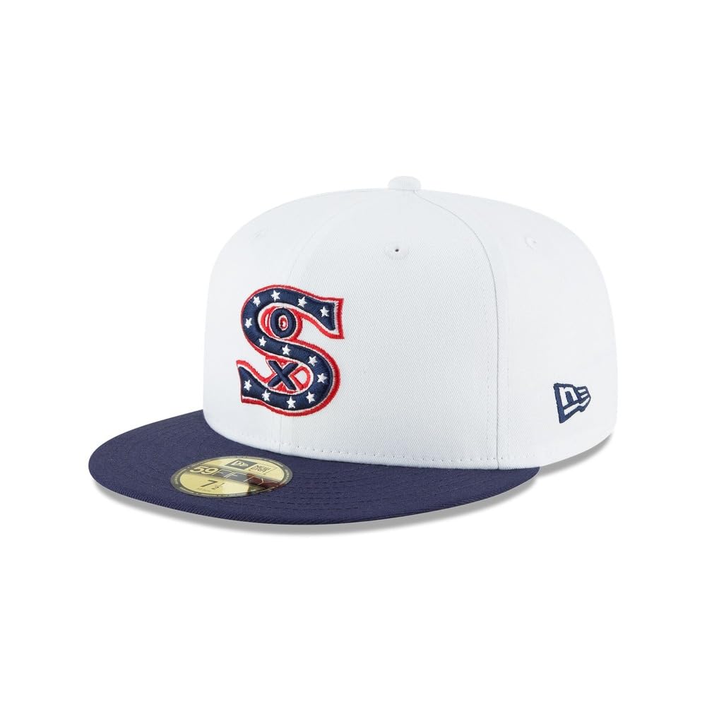 New Era MLB 59FIFTY Chicago White Sox Team-Farbe, Weiß, Marineblau, Cooperstown, authentische Kollektion, auf Feld-Baseballkappe