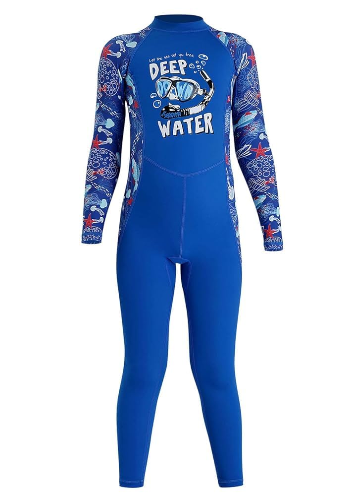 DIVE &amp; SAIL Kids One Piece Long Sleeve Swimsuit Sun Protection Sunsuit Rash Guard