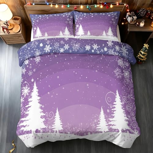 Housse de couette 220x240 Noël en microfibre avec ses 2 taies d'oreiller