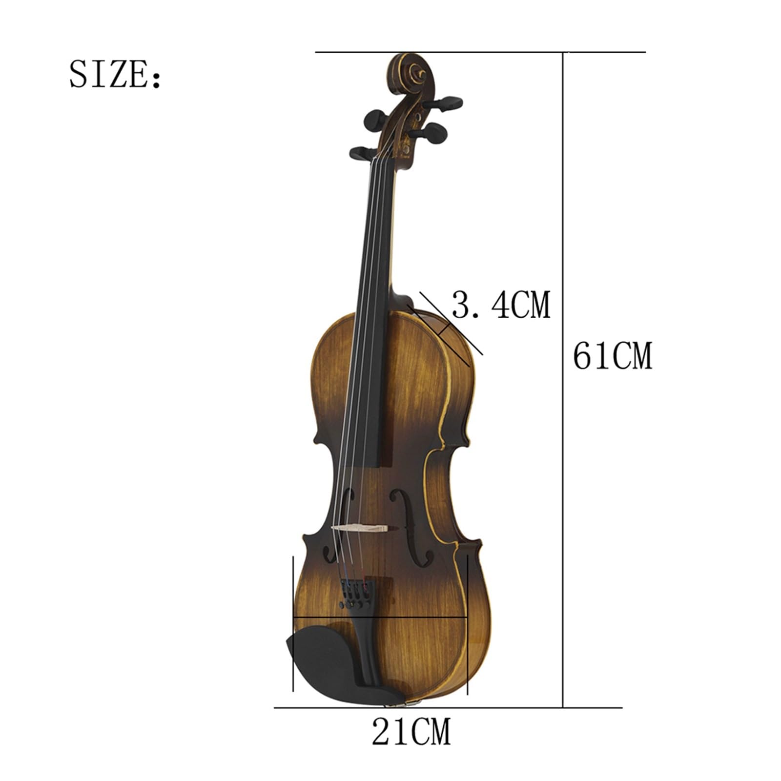 Violini Violino Acustico in Legno Massello 4/4 con Custodia per Arco Strumento A Corde Violino Studenti Principianti Musicali