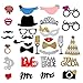 Rpanle Accessoires Photobooth Props, 31 pcs Accessoires de Photobooth de Fête Mélange de Chapeaux, Lunettes, Moustaches, Lèvres, Nœuds Papillon sur Bâtons pour Mariages, Fête De Noël