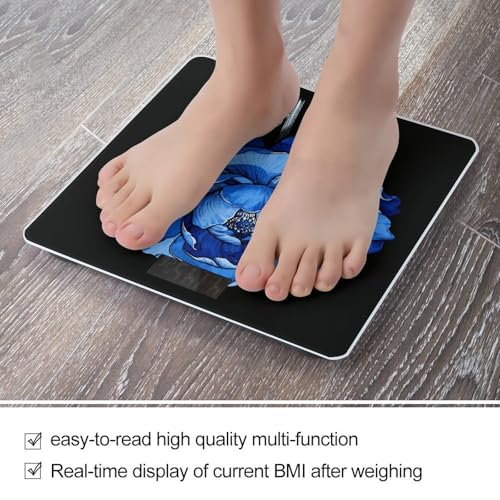 Báscula digital azul con diseño floral y plataforma de vidrio templado miniatura 5