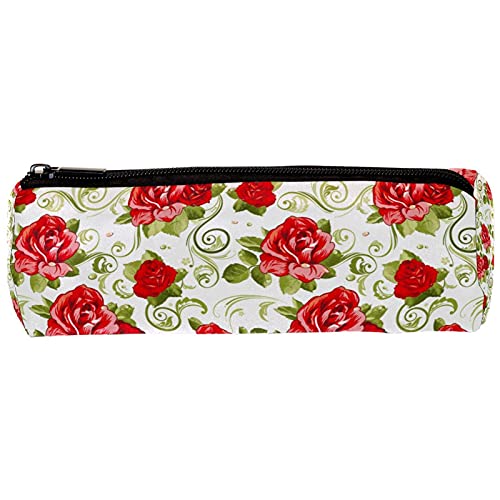 Astuccio portapenne con rose rosse e fiori e