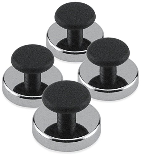 Master Magnetics Ceramic Round Base Magnet with Knob Pack - Heavy-Duty Strong Magnets with Knobs for Home and Work - 16 lb Pull Each - Nickel-Plated - 1.43" D - 0.98" H - Chrome - 4-Pack