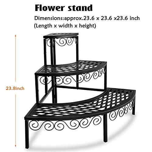 FOYUEE Corner Plant Stand Outdoor Metal 3 Tier Stands for Multiple Plants Ladder Potted Indoor Shelf Holder Rack - Thumbnail 4