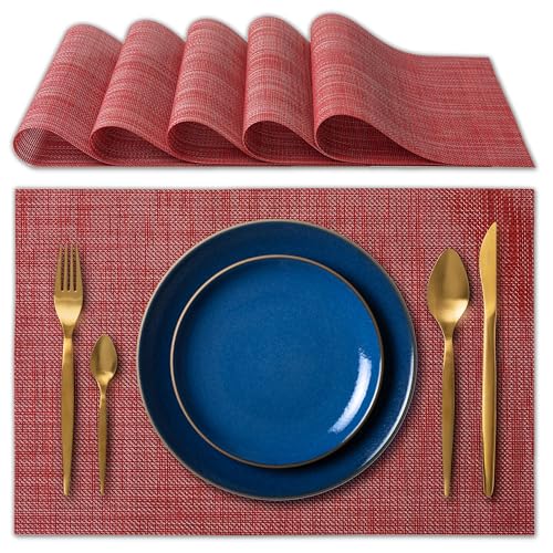 IPEA Tovagliette Americane Rosse 45 x 30 cm per Cena,