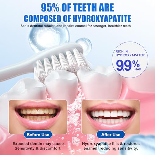 Hydroxyapatite Toothpaste, Nano Hydroxylapatit Zahnpasta Ohne Fluorid, Fluoridfreie Zahnpasta mit Sanfter Minze, Linderung von Zahnempfindlichkeit, Langanhaltend Frischer Atem (2) – Bild 4
