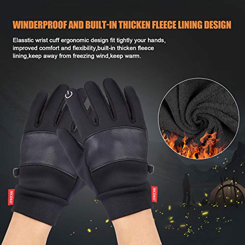 SkyGenius Winter Gloves, Cycling Gloves Riding Gloves Bike Gloves Motorcycles Gloves, Winter Gloves for Men Women, Windproof Waterproof Slip-Proof Gloves Keep Warm in Winter for Outdoor, Large