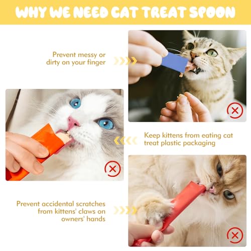 3PCS Cat Treat Spoon, Lickable Cat Treat Spoon Squeeze, Multi-Function Cats Treats Feeder for Pet Liquid Snack and Wet Food(Beige&Green&Orange) - Image 4