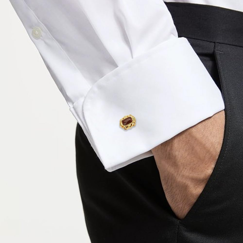 Retro Cufflinks for Men, French Shirt Cuff Links, Tuxedo Shirt Cuff Links, Business Cufflinks Accessories(Chestnut swan Stone)