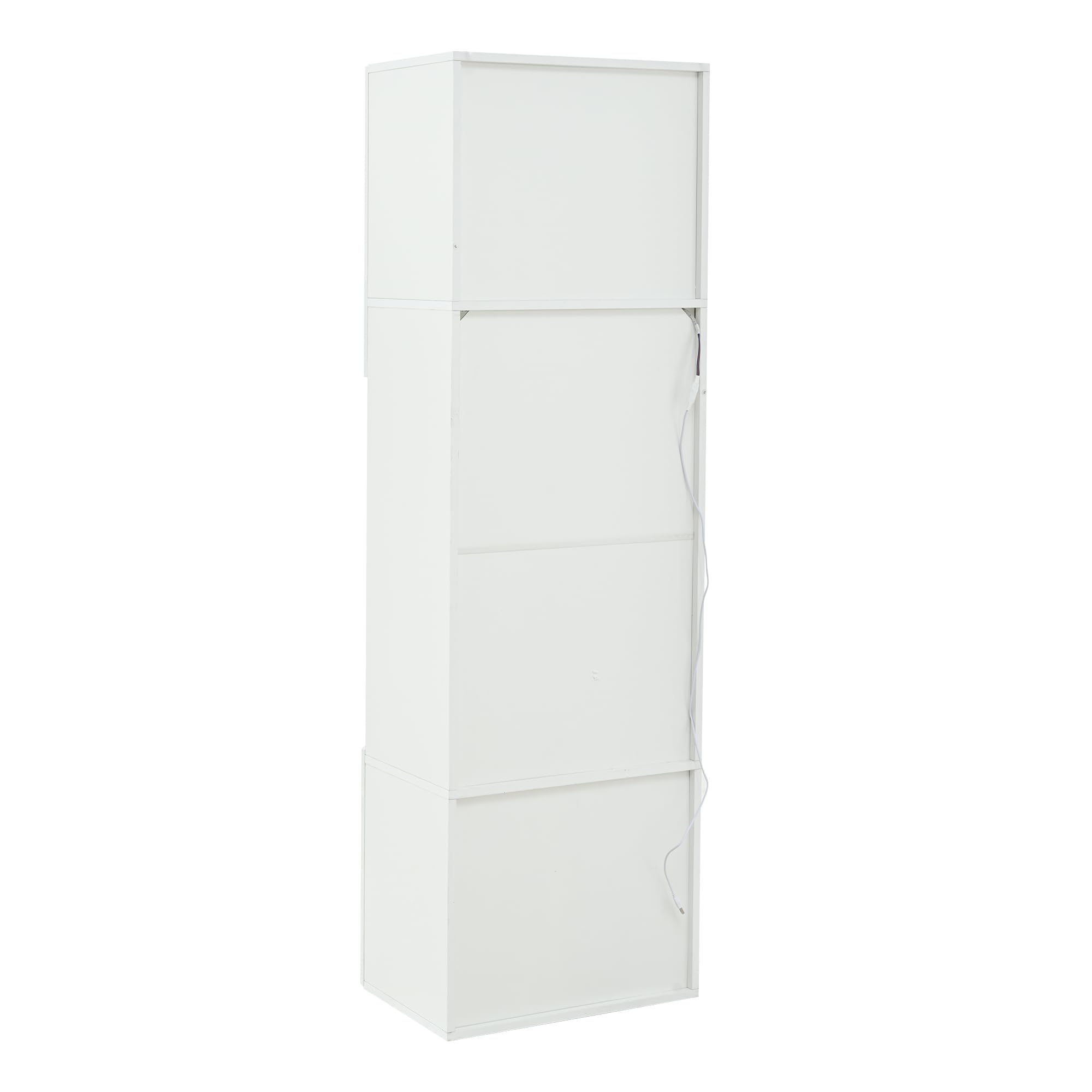 SUKY Vetrina lucida, 35 x 50 x 165 cm, con superficie concava ad arco, per soggiorno, con grande capienza, bianco