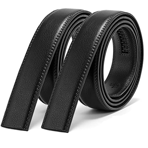 JASGOOD Men's Leather Ratchet Belt Strap without Buckle, Replacement Leather Belt Strap 35mm/1.38