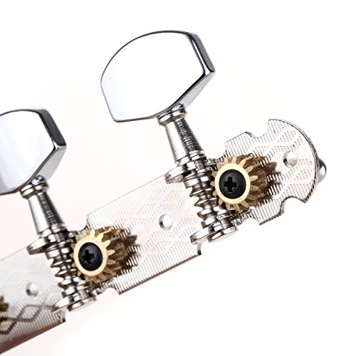 Musiclily Pro Jogo de Tarraxas Pino Grosso para Violão Folk de Aço 6 Cordas, Níquel com Botão Cromad