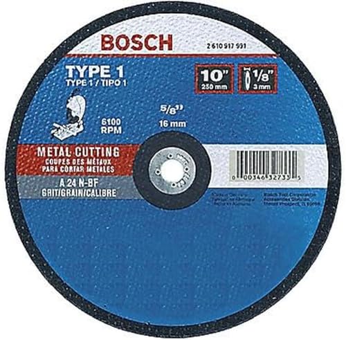 Bosch CWCS1M1200 12-Inch x 7/64-Inch x 1-Inch Type 1 Chop Saw Wheel A24N-BF For Metal Cut Off - 10 Pack