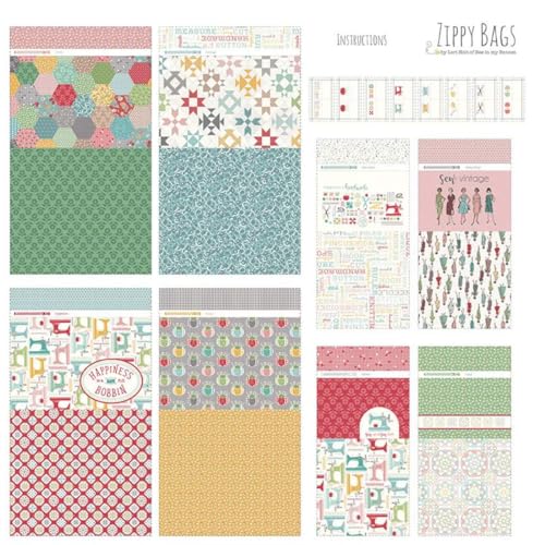 Riley Blakes Assortment of Premium Quilting Fabric Panels Perfect for Quilting Apparel DIY Crafting and Home Decor (My Happy Place Zippy Bag Panel)