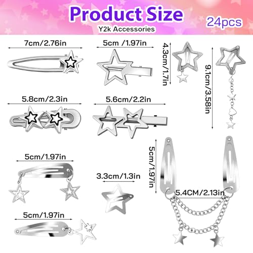 24 Pzas Pinzas de Estrella Plateada para Cabello miniatura 2