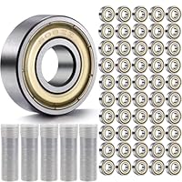 Cerkkapo 50 Stück 608 ZZ Kugellager, 8mm x 22mm x 7mm Kugellager608, 608ZZ Kugellager Kohlenstoffstahl Metall Double Shielded Miniatur Rillenkugellager für Skateboard Roller Inline Skates
