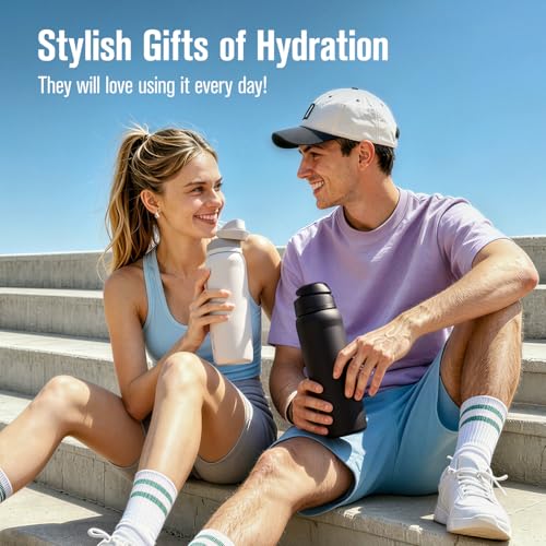 Image of Coolflask MegaSip Insulated Water Bottle 40 oz with Straw, Stainless Steel Water Bottles Leak-Proof, 24+ Hours Cold, BPA-Free Dishwasher Safe, Water Flask for Sports Gym Work Office, Glacier White